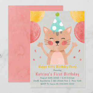 Happy Kat First Birthday Invitations