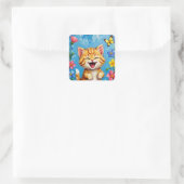 Happy Kat Garden Vierkante Sticker (Tas)