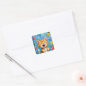 Happy Kat Garden Vierkante Sticker (Envelop)