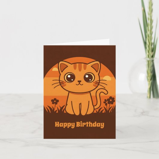 Happy Kat Verjaardag - Aanpasbaar Kaart (Voorkant)