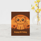 Happy Kat Verjaardag - Aanpasbaar Kaart (Gele Bloem)
