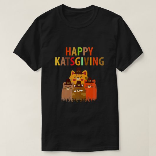 Happy-Katsgiving-Thanksgiving-Katten-Lovers-Pilgri T-shirt (Design voorkant)