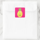 Happy Kawaii Ananas Vierkante Sticker (Tas)
