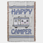 , Happy Kawaii Camper Throw Blanket Deken (Voorkant Verticaal)