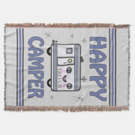 , Happy Kawaii Camper Throw Blanket Deken