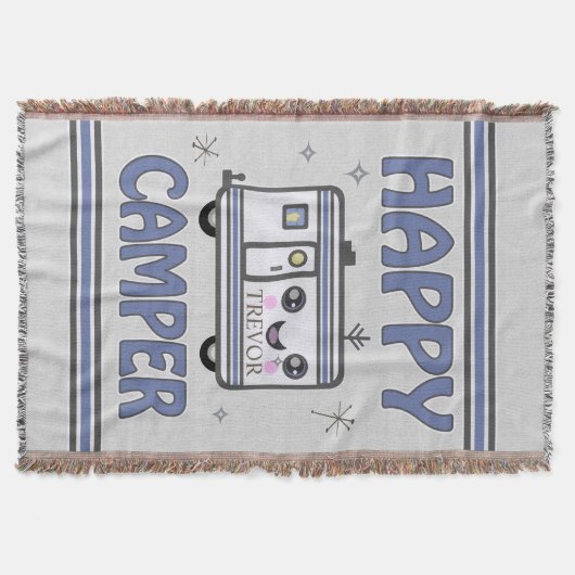 , Happy Kawaii Camper Throw Blanket Deken (Voorkant)