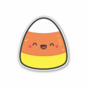 Happy Kawaii Candy Corn voor Halloween Sticker (Voorkant)