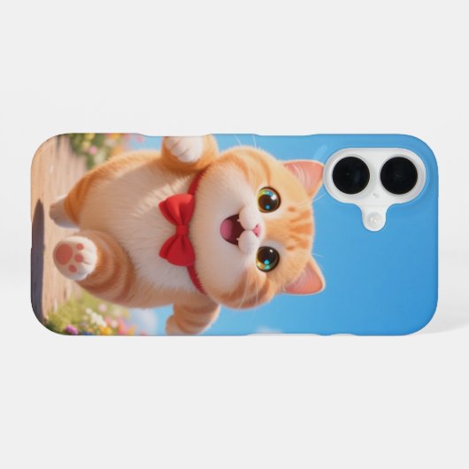 Happy Kawaii Cat Telefoonhoesje iPhone 16 Hoesje (Achterkant horizontaal)