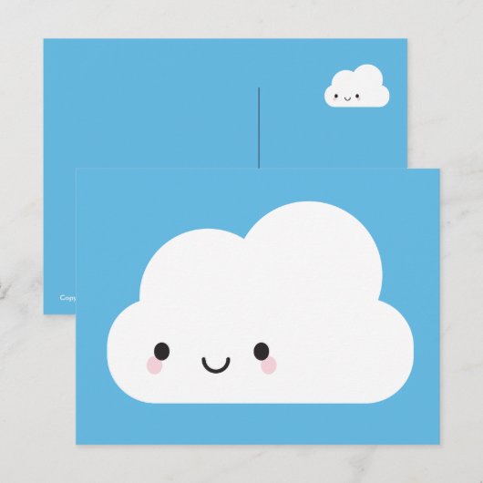 Happy Kawaii Cloud Briefkaart (Voorkant / Achterkant)