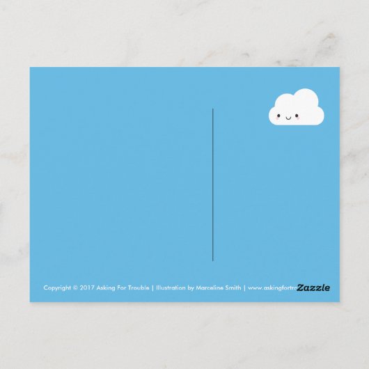 Happy Kawaii Cloud Briefkaart (Achterkant)