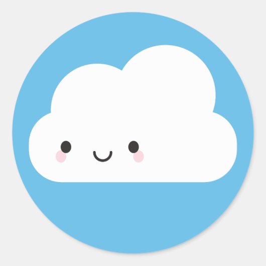 Happy Kawaii Cloud Ronde Sticker (Voorkant)