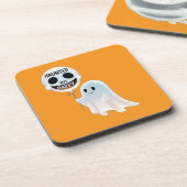 Happy Kawaii Ghost with Skull Balloon Bier Onderzetter (Linkerzijde)