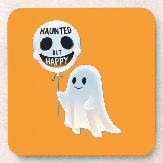 Happy Kawaii Ghost with Skull Balloon Bier Onderzetter (Voorkant)