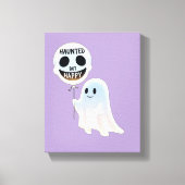 Happy Kawaii Ghost with Skull Balloon Canvas Afdruk (Voorkant)