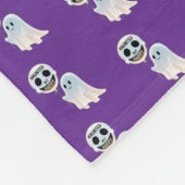 Happy Kawaii Ghost with Skull Balloon Fleece Deken (Hoek)