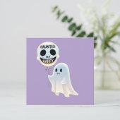 Happy Kawaii Ghost with Skull Balloon Kaart (Staand voorkant)