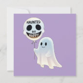 Happy Kawaii Ghost with Skull Balloon Kaart (Achterkant)