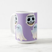 Happy Kawaii Ghost with Skull Balloon Koffiemok (Voorkant links)