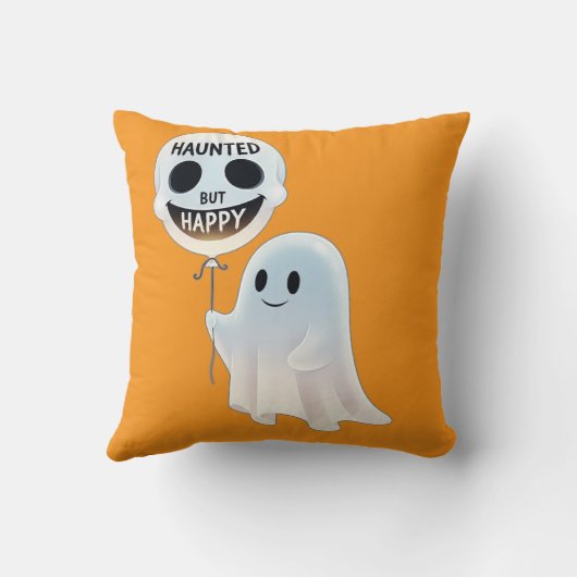 Happy Kawaii Ghost with Skull Balloon Kussen (Achterkant)