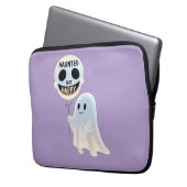 Happy Kawaii Ghost with Skull Balloon Laptop Sleeve (Voorkant Links)