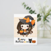 Happy Kawaii Halloween Feestdagenkaart (Staand voorkant)