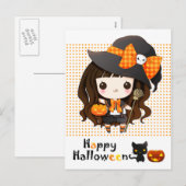 Happy Kawaii Halloween Feestdagenkaart (Voorkant / Achterkant)