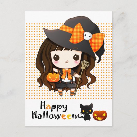 Happy Kawaii Halloween Feestdagenkaart (Voorkant)