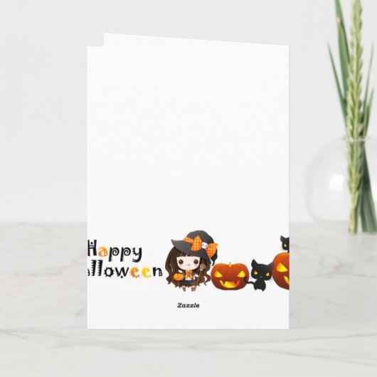 Happy Kawaii Halloween Kaart (Achterkant)