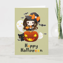 Happy Kawaii Halloween Kaart