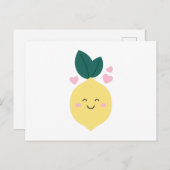 Happy Kawaii Lemon Briefkaart (Voorkant / Achterkant)