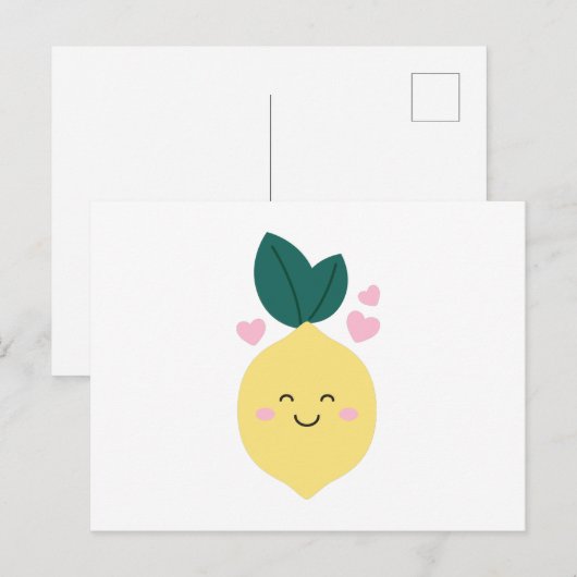 Happy Kawaii Lemon Briefkaart (Voorkant / Achterkant)