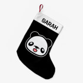 Happy Kawaii Panda met aangepaste naam Kleine Kerstsok (Voorkant (Hangend))