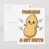 Happy Kawaii Peanut Cartoon – Een beetje gek voele Briefkaart (Voorkant / Achterkant)