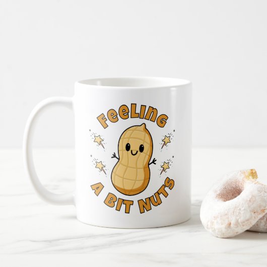 Happy Kawaii Peanut Cartoon – Een beetje gek voele Koffiemok (Met donut)