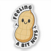 Happy Kawaii Peanut Cartoon – Een beetje gek voele Sticker (Voorkant)
