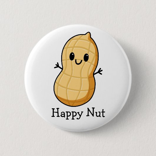 Happy Kawaii Peanut Cartoon – Schattigee glimlache Ronde Button 5,7 Cm (Voorkant)