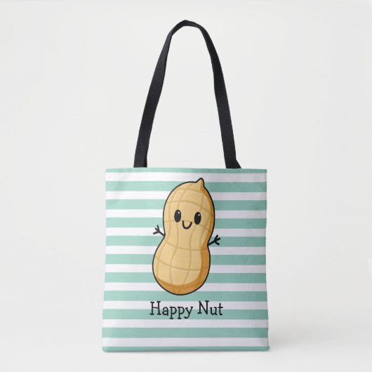 Happy Kawaii Peanut Cartoon – Schattigee glimlache Tote Bag (Voorkant)