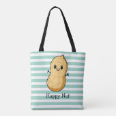 Happy Kawaii Peanut Cartoon – Schattigee glimlache Tote Bag (Achterkant)