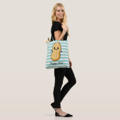 Happy Kawaii Peanut Cartoon – Schattigee glimlache Tote Bag (Op model)