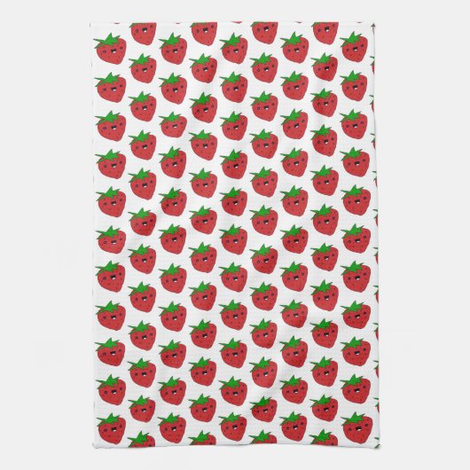 Happy Kawaii Strawberry Theedoek (Verticaal)