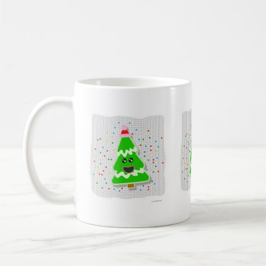Happy Kawaii Style Cartoon kerstboom Koffiemok (Links)