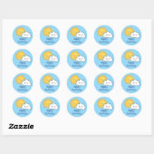 Happy Kawaii Sun en Cloud Birthday Ronde Sticker (Vel)