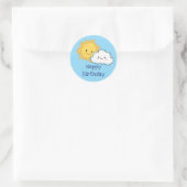 Happy Kawaii Sun en Cloud Birthday Ronde Sticker (Tas)