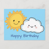 Happy Kawaii Sun en Cloud Briefkaart (Voorkant)