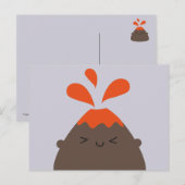 Happy Kawaii Volcano Briefkaart (Voorkant / Achterkant)