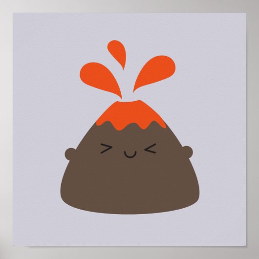 Happy Kawaii Volcano Poster (Voorkant)