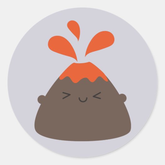 Happy Kawaii Volcano Ronde Sticker (Voorkant)
