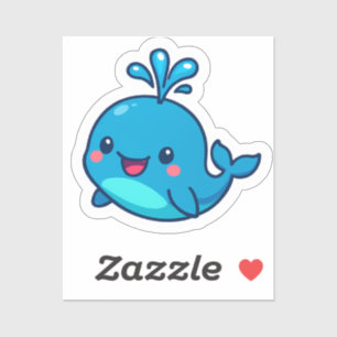 Happy Kawaii Whale Sticker – Schattigee Oceaan Vri