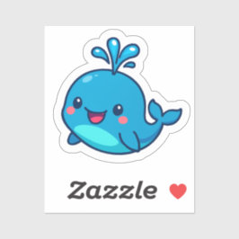 Happy Kawaii Whale Sticker – Schattigee Oceaan Vri