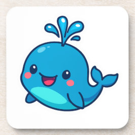 Happy Kawaii Whale Sticker – Schattigee Oceaan Vri Bier Onderzetter